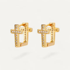 Boucles d'Oreilles Double Croix