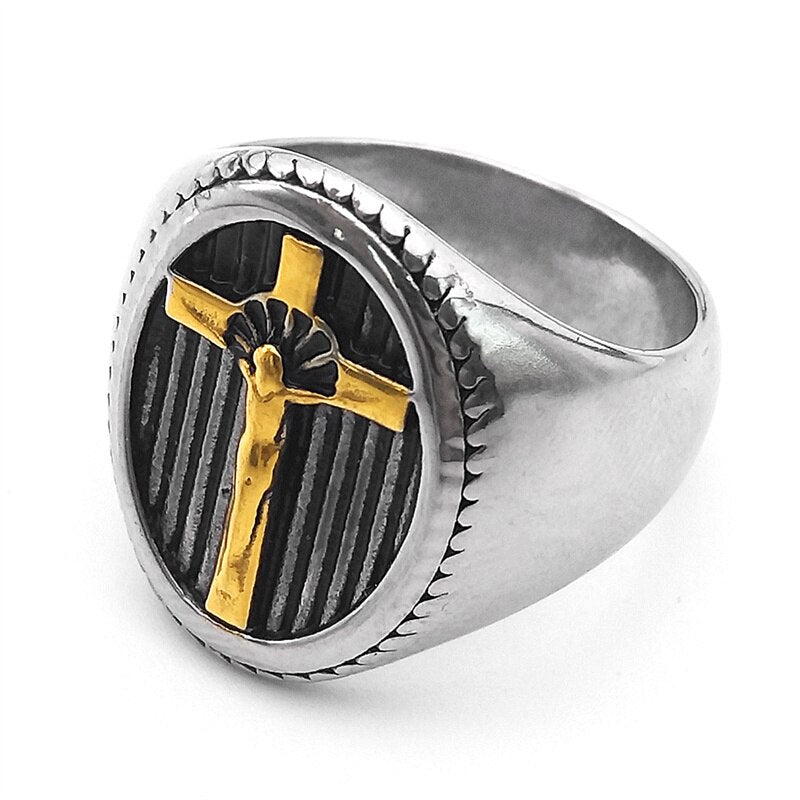 Jesus Cross Signet Ring
