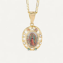 Collier Croix Vierge Marie Doré Image Sacrée