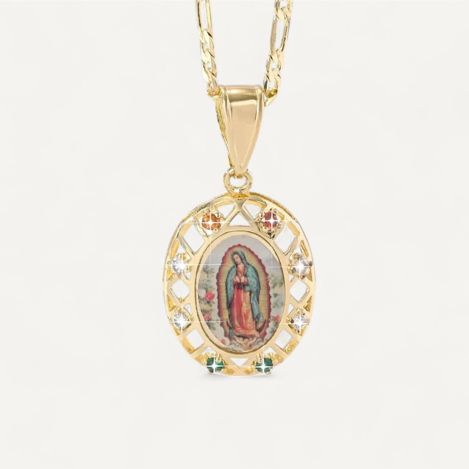 Collier Croix Vierge Marie Doré Image Sacrée