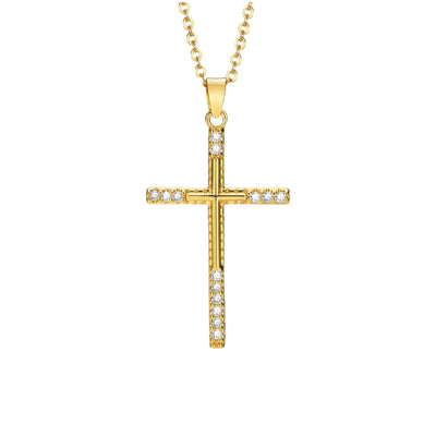 Gold Cubic Zirconia Cross Necklace