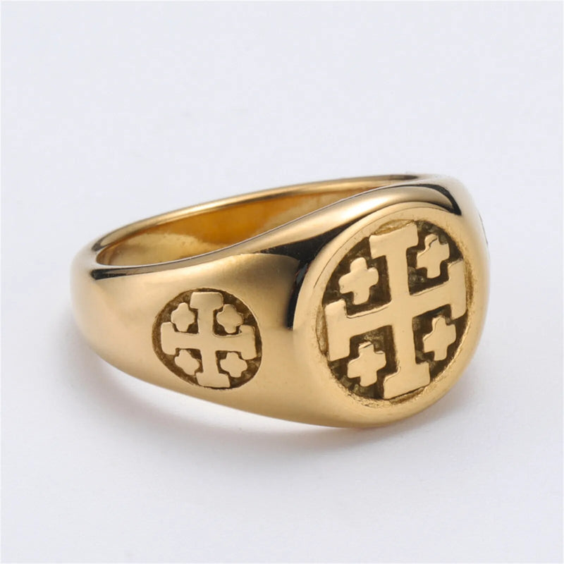 Jerusalem Cross Ring Gold