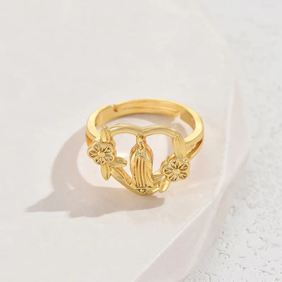 Bague Vierge Marie Fleurie