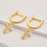 Boucles D'Oreilles Croix Pendante