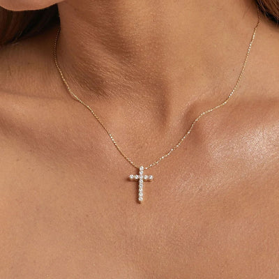 Simple Crystal Cross Necklace