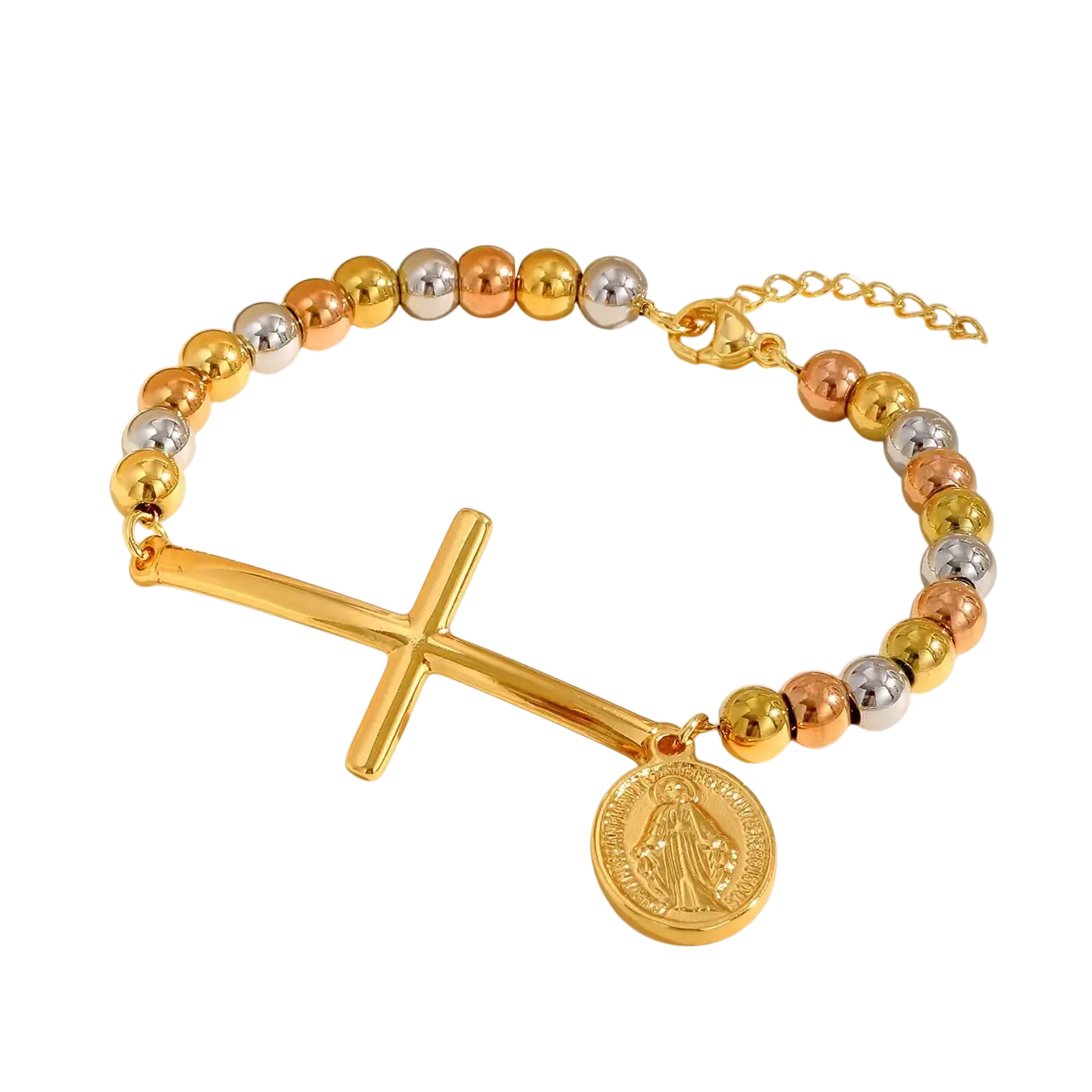 Bracelet Croix & Vierge Dorée