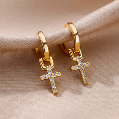 Boucles d'Oreilles Croix Brillance