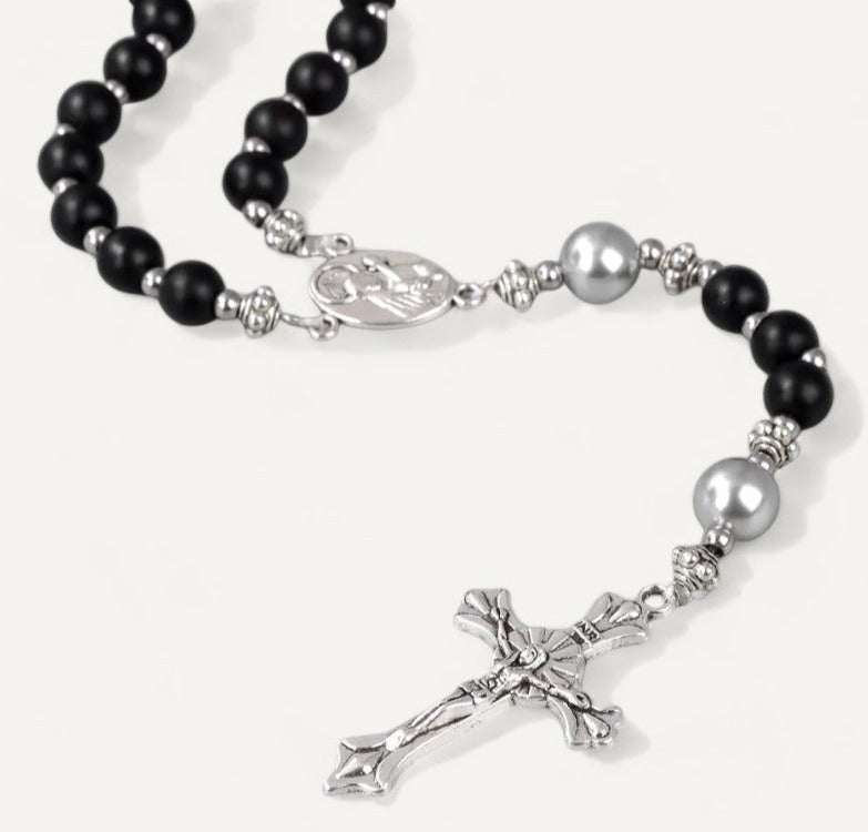 Chapelet Perles avec Crucifix en Argent