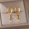 Boucles d'Oreilles Croix Arc-en-Ciel