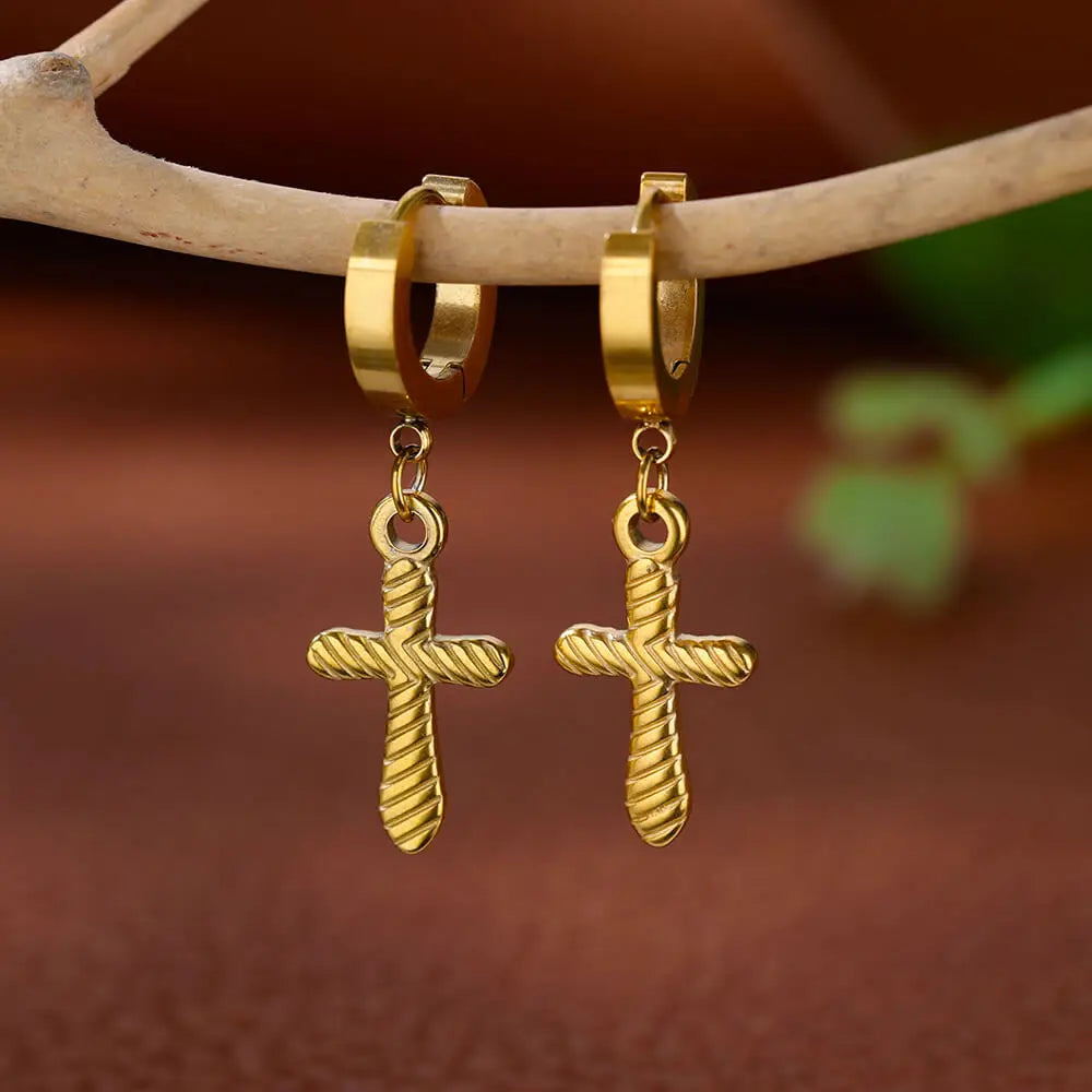 Twisted cross earrings