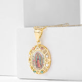 Collier Croix Vierge Marie Doré Image Sacrée