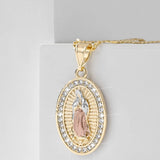 Collier Croix Vierge Marie Éclat Doré