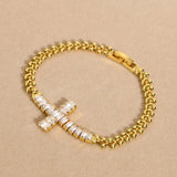 Golden Cross Bracelet Pierre Zirconium