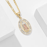 Collier Croix Vierge Marie Éclat Doré