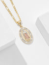 Collier Croix Vierge Marie Éclat Doré