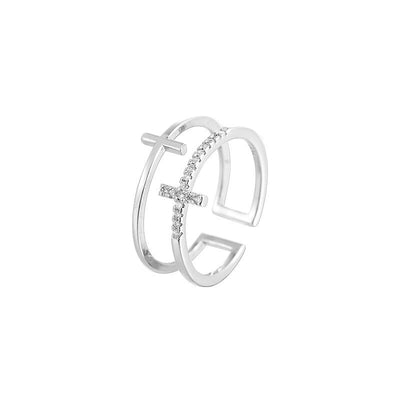 Sparkling Double Cross Ring