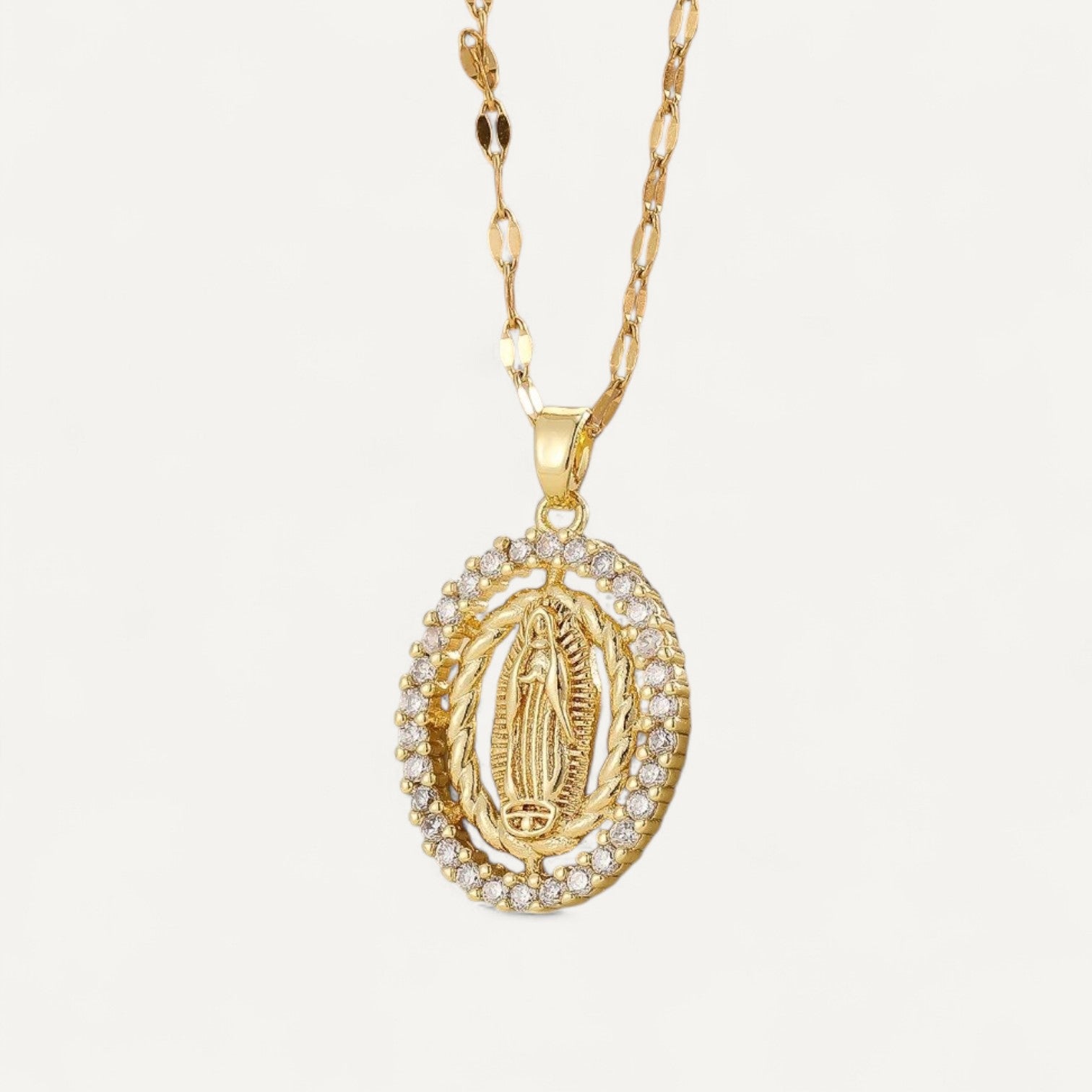 Collier Croix Vierge Marie Doré Classique
