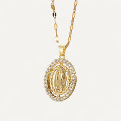 Collier Croix Vierge Marie Doré Classique