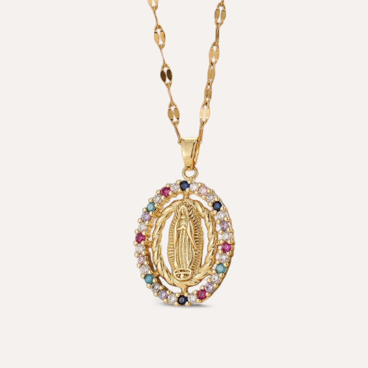 Collier Croix Vierge Marie Doré Classique