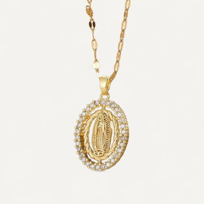 Collier Croix Vierge Marie Doré Classique