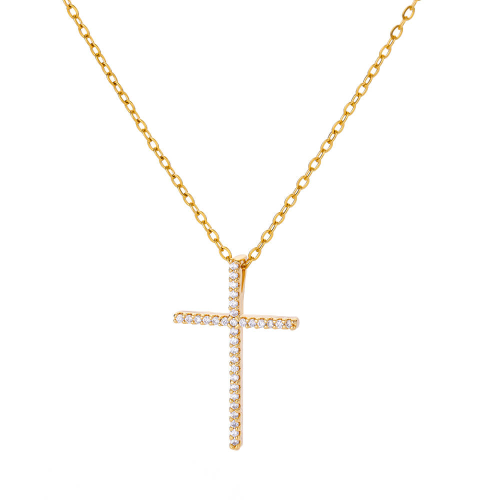 Zirconium Stone Cross Necklace