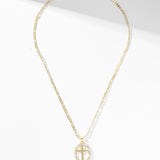 Collier Croix Ovale Doré Éclat Cristal