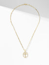 Collier Croix Ovale Doré Éclat Cristal
