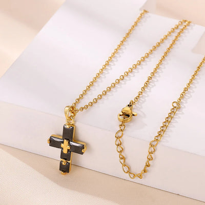 Collier Croix Cristal Rectangulaire
