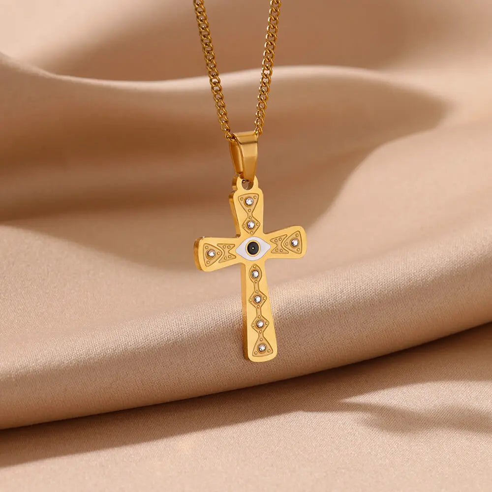 Collier Croix Dorée Brillante