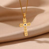 Brilliant golden cross necklace