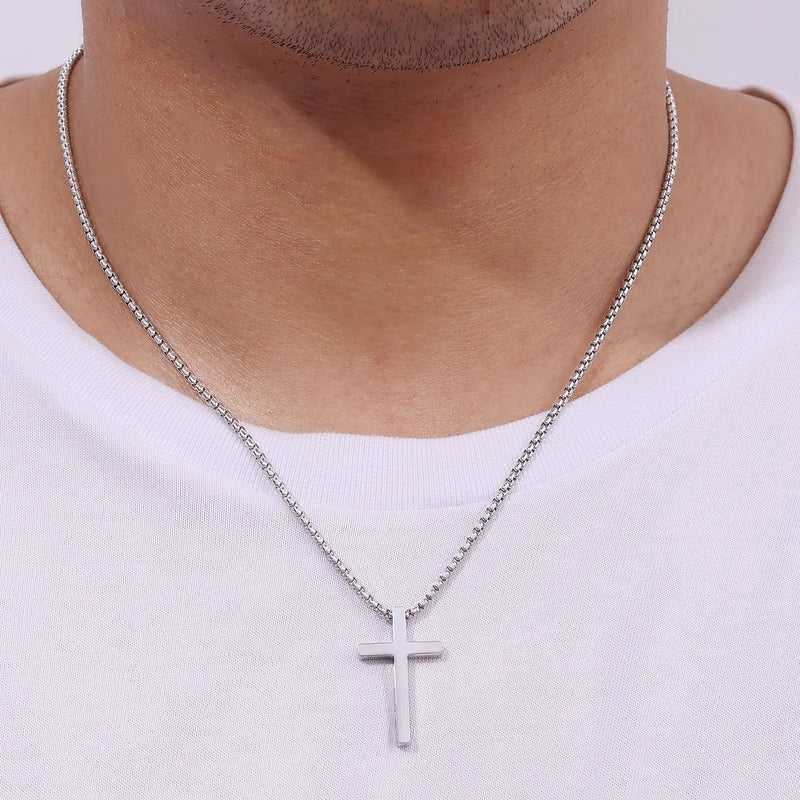 Collier Croix Acier Pur