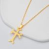 Collier Croix Apostolique en Acier Doré ou Argenté