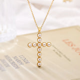 Collier Croix Perle Divine