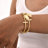 Bracelet Croix & Vierge Dorée