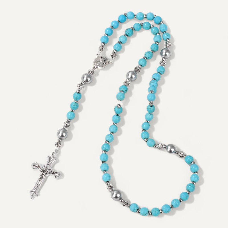 Rosenkranz Perlen mit Silberkreuz