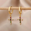 Boucles d'Oreilles Croix Arc-en-Ciel