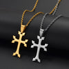 Collier Croix Apostolique en Acier Doré ou Argenté