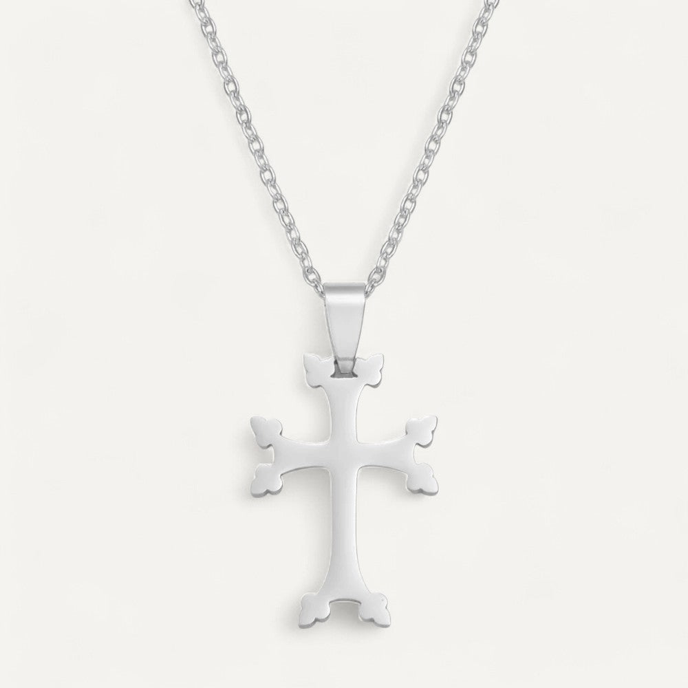 Collier Croix Apostolique en Acier Doré ou Argenté