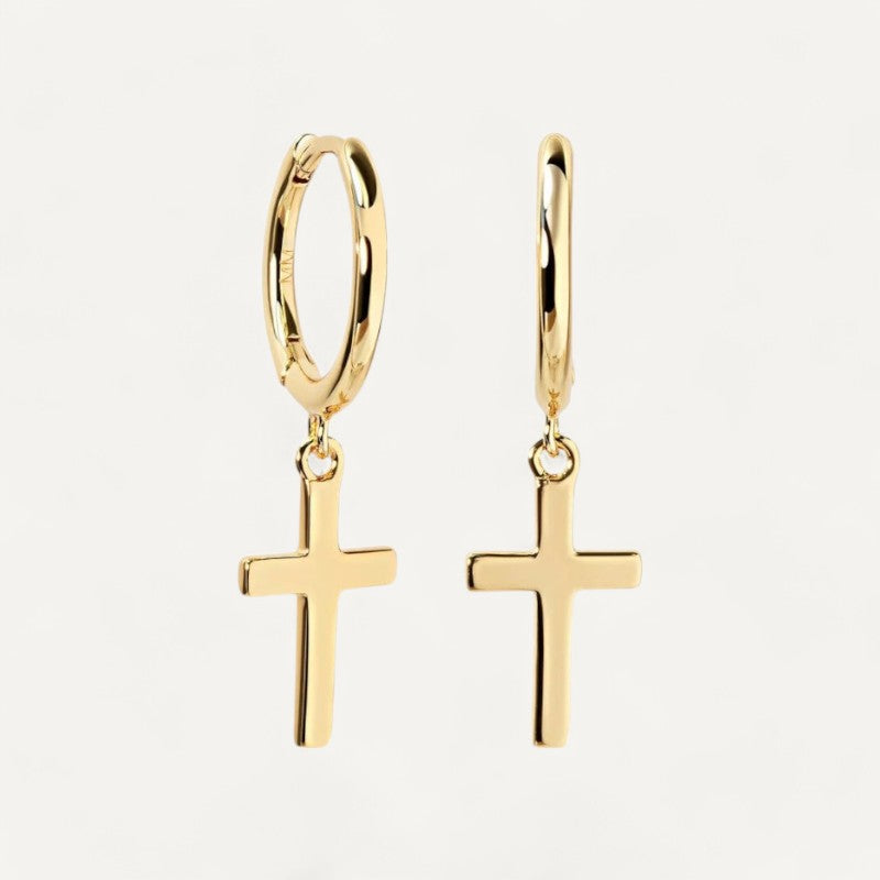 Boucles d'oreilles croix acier or rose Boucles d'oreilles croix acier or rose