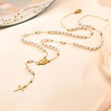 Collier Croix Chapelet Élégant