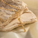 Collier Croix Doré avec Cristaux