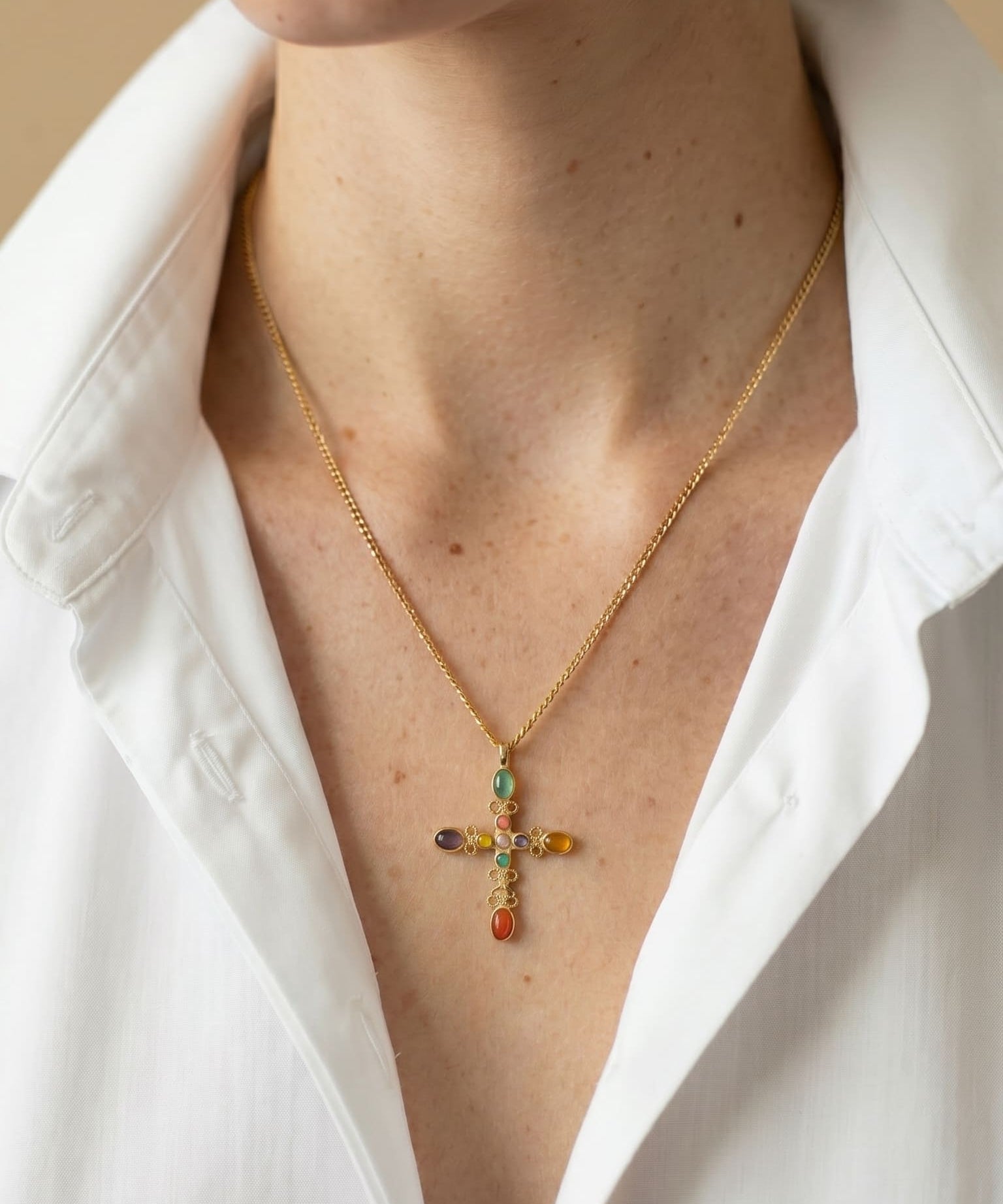Collier Croix Harmonie Dorée