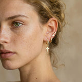 Set Boucles d'Oreilles Croix Avec Cristaux