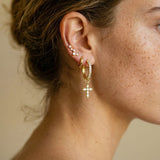 Set Boucles d'Oreilles Croix Avec Cristaux