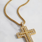 Collier Croix Dorée Cristaux