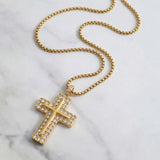 Collier Croix Dorée Cristaux