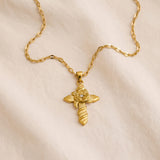 Collier Croix Florale Dorée