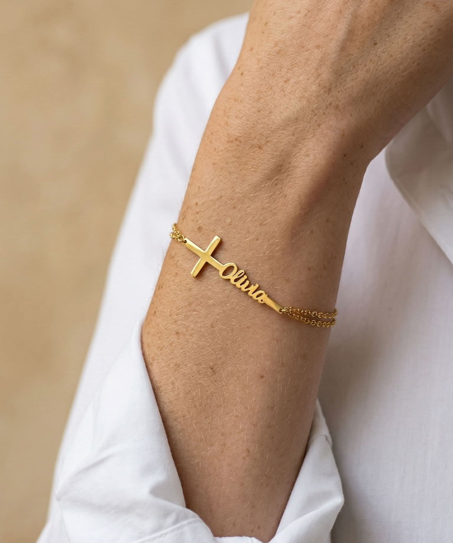Bracelet Croix Personnalisé avec Prénom