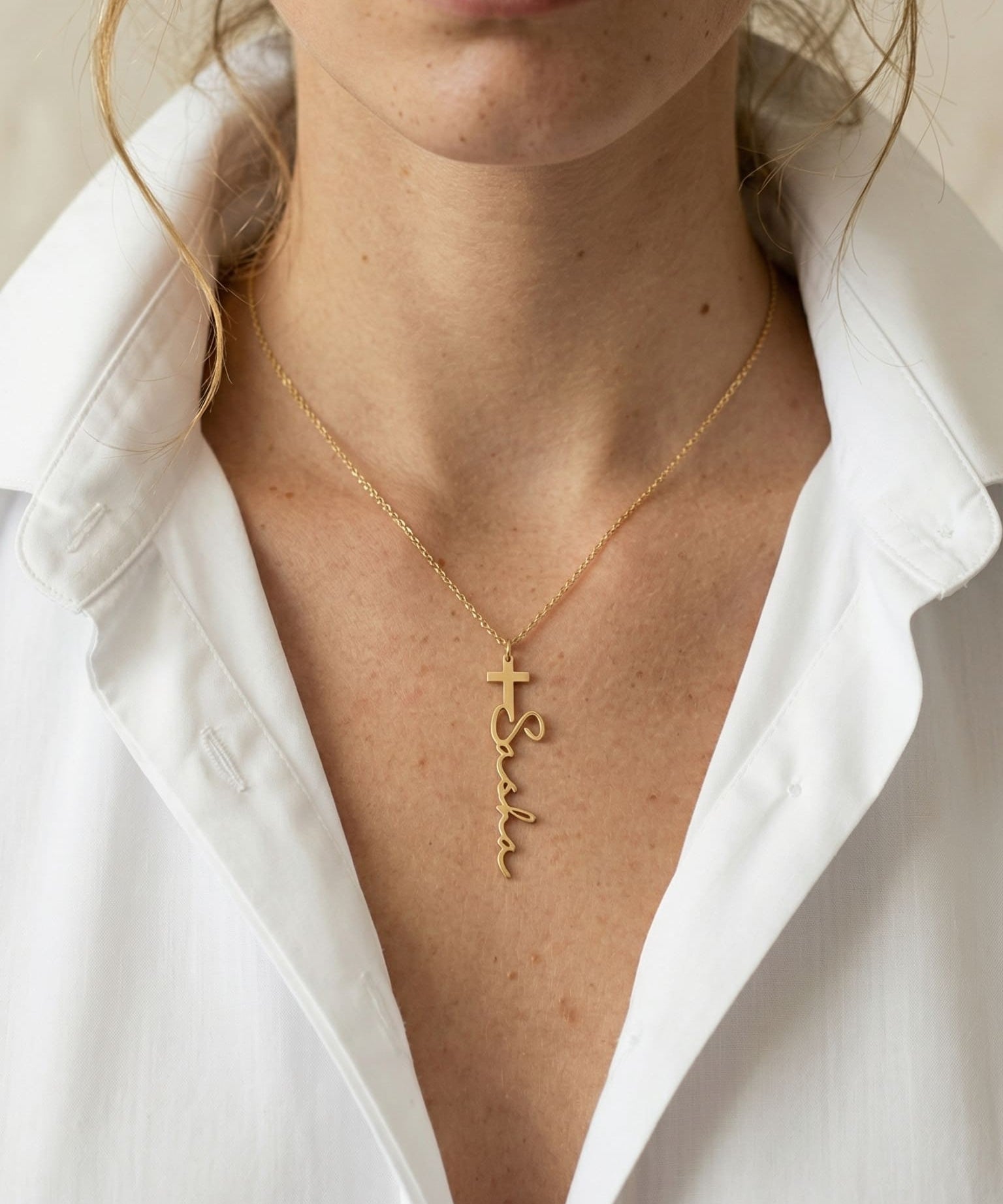 Collier Prénom Croix Personnalisé