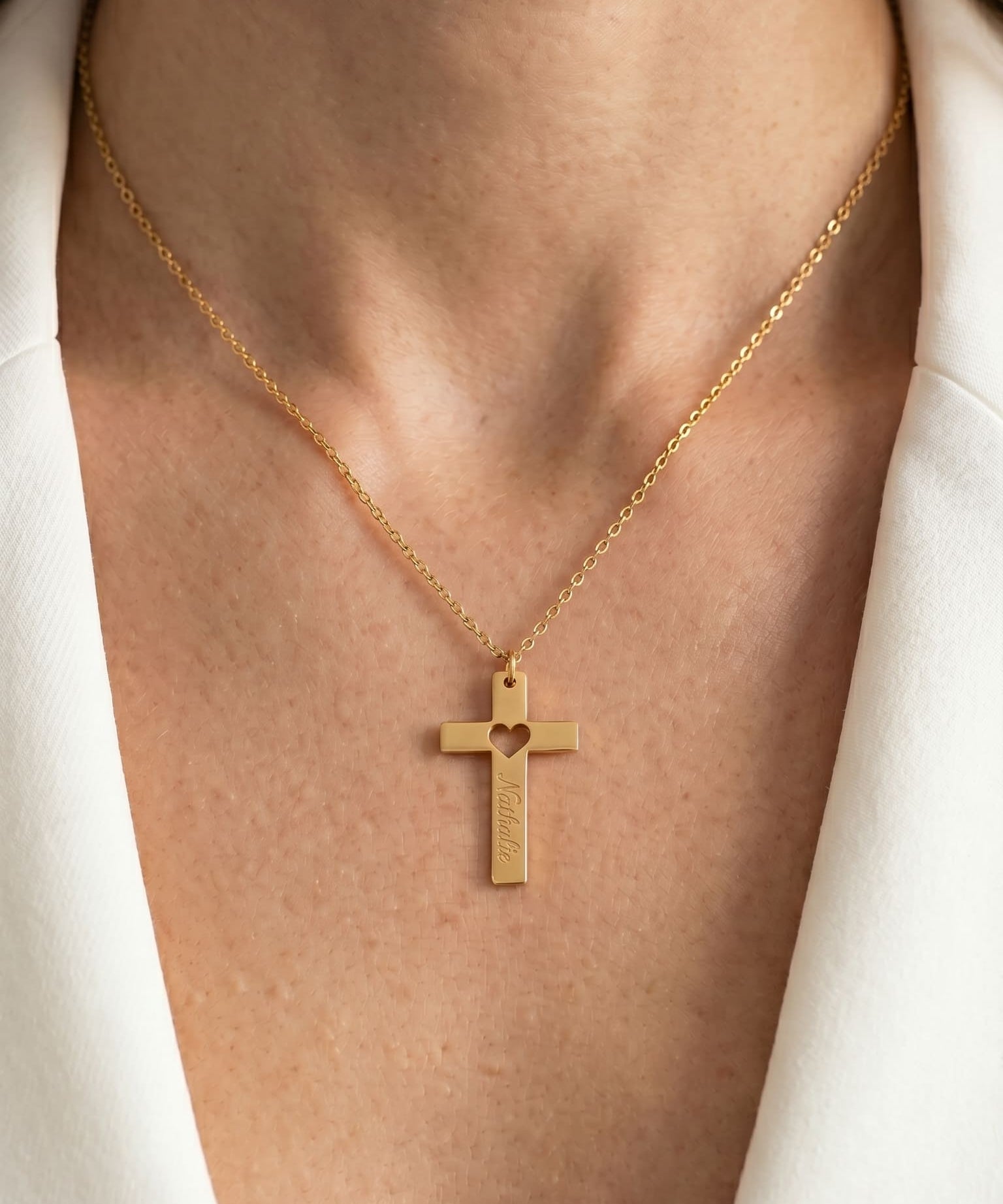 Collier Croix Personnalisé Gravé